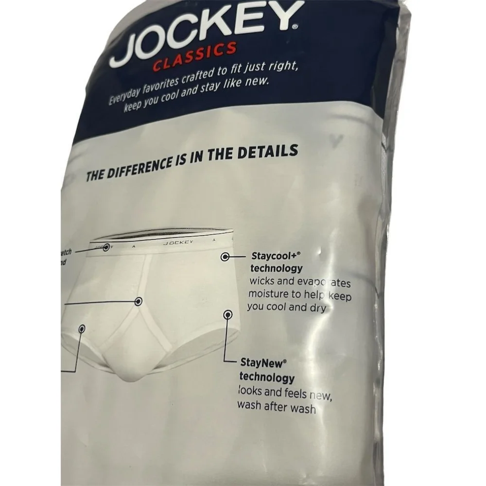 Jockey Briefs 3 Pack Mens Full Rise White Size 38